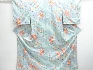 未使用品　貝桶に花蝶模様小紋着物